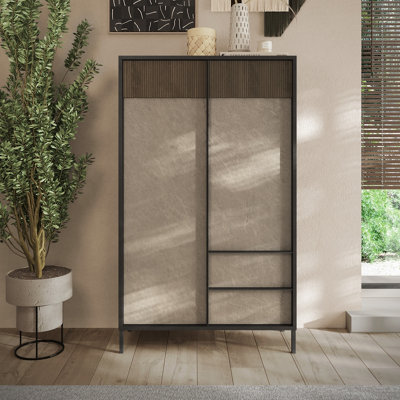 FurniComp LTD Furnicomp Venice 2 Door 2 Drawer Grey And Mercure Oak Tall Sideboard/highboard from B&Q