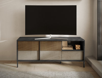 FurniComp LTD Furnicomp Venice 2 Door 1 Drawer Grey And Mercure Oak Small Tv Stand from B&Q