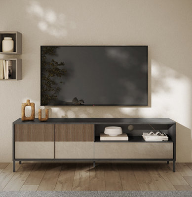 FurniComp LTD Furnicomp Venice 2 Door 1 Drawer Grey And Mercure Oak Large Tv Stand from B&Q