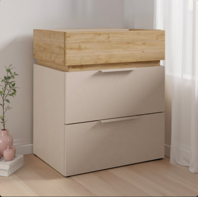 FurniComp LTD Furnicomp Luke 3 Drawer Bedside TableCashmere & Cadiz Oak from B&Q