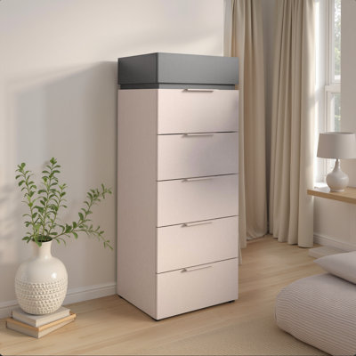 FurniComp LTD Furnicomp Luke 6 Drawer 50Cm Tall Chest Of DrawersCashmere & Anthracite from B&Q