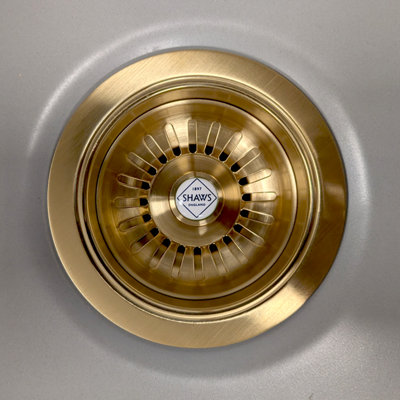 B&Q -  Shaws 90mm Basket Strainer Waste With Ceramic Shaws Logo And Overflow PlateAntique Bronze