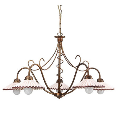Luminosa Ing Luminosa Rosina Multi Arm Pendant Ceiling Glass Shades, 5X E14 Light