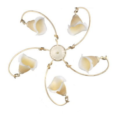 Luminosa Lighting Luminosa Betty 5 Light Multi Arm Semi Flush Ceiling Lamp, Ivory Light/Ivory