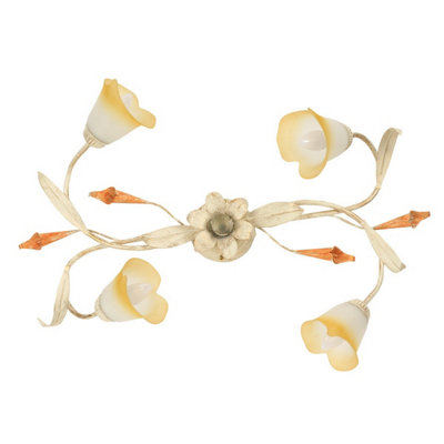 Luminosa Lighting Luminosa Lucrezia 4 Light Multi Arm Semi Flush Ceiling Lamp, Ivory Light/Ivory