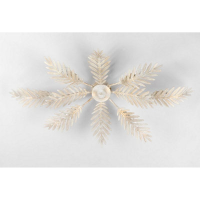 Luminosa Lighting Luminosa Felce 6 Light Feather Multi Arm Semi Flush Ceiling Lamp, Ivory Light/Ivory