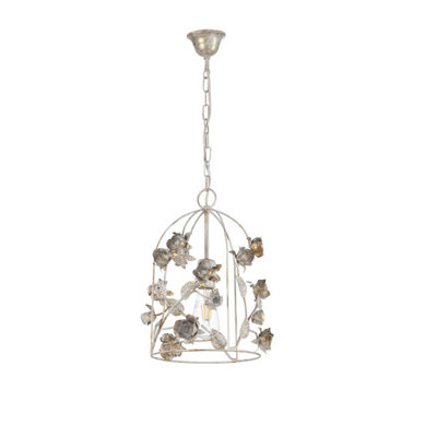 Luminosa Lighting Luminosa Carolina Flower Design Wire Frame Pendant Ceiling Light, Ivory Light/Ivory