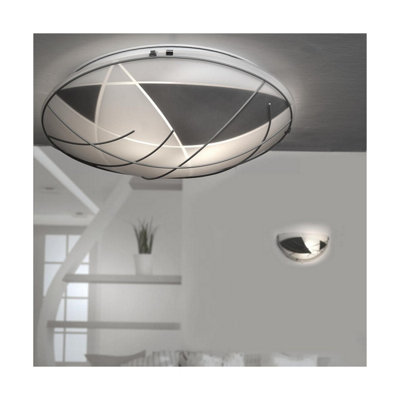 Luminosa Lighting Luminosa Argento 40Cm Patterned Glass Flush Ceiling Light, Silver Light/Silver
