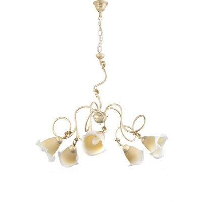 Luminosa Lighting Luminosa Betty 5 Light Multi Arm Pendant Ceiling Light, Ivory Light/Ivory