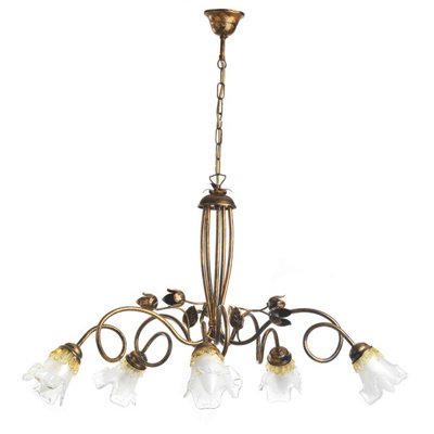 Luminosa Lighting Luminosa Arianna 5 Light Flower Multi Arm Pendant Ceiling Light, Bronze Light/Bronze