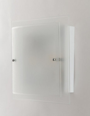 Luminosa Lighting Luminosa 2 Light Flush Ceiling Light Glass White 40X40Cm from B&Q
