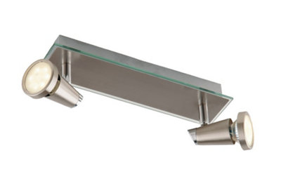 Luminosa Lighting Luminosa Spot Led 2 Light Twin Adjustable Spotlight Nickel 400Lm 2700K 29X12X7Cm from B&Q