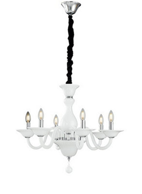 Luminosa Lighting Luminosa Soffio 6 Light Chandeliers White 66X50Cm