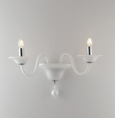 Luminosa Lighting Luminosa Soffio Twin 2 Light Candle Wall Light White 47X36X30Cm