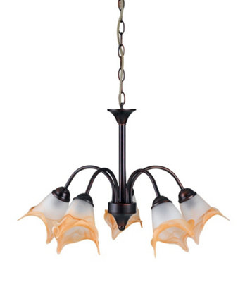Luminosa Lighting Luminosa 5 Light Multi Arm Pendant Ceiling Light Rust 60X55Cm