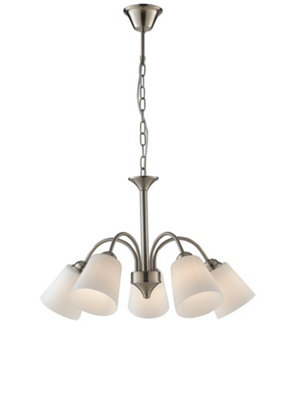 Luminosa Lighting Luminosa 5 Light Multi Arm Pendant Ceiling Light Nickel 60X39Cm from B&Q
