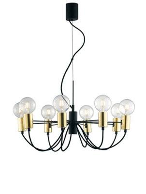 Luminosa Lighting Luminosa Axon 8 Arm Ceiling PendantBlackGoldE27 from B&Q