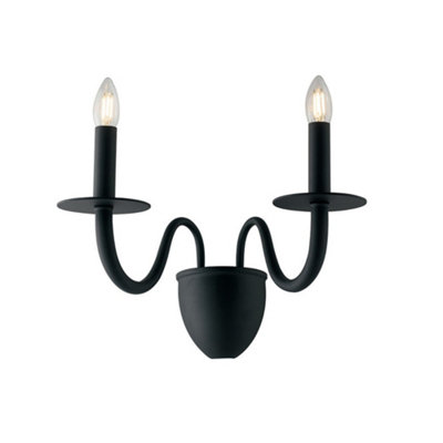 Luminosa Lighting Luminosa Armstrong Twin 2 Light Candle Wall Light Black 45X36X26Cm from B&Q