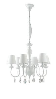Luminosa Lighting Luminosa Arthur 6 Light Chandeliers With Shades WhiteFabric Lampshade 72X58Cm