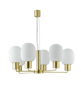 Luminosa Lighting Luminosa Fellini Mutli Arm 6 Light Ceiling PendantGoldOpalE27 from B&Q