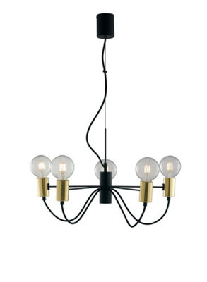 Luminosa Lighting Luminosa Axon 5 Arm Ceiling PendantBlackGoldE27 from B&Q