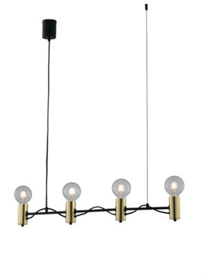 Luminosa Lighting Luminosa Axon Bar Ceiling PendantBlackGoldE27 from B&Q