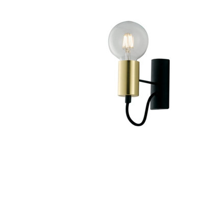 Luminosa Lighting Luminosa Axon Wall LampBlackGoldE27 from B&Q