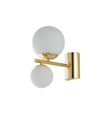 Luminosa Lighting Luminosa Hera Twin Globe Wall LampGoldOpalG9 from B&Q