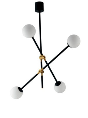 Luminosa Lighting Luminosa Antitesi Globe Ceiling PendantBlackGoldOpalE14 from B&Q