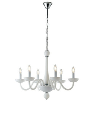 Luminosa Lighting Luminosa Alfiere 6 Light Chandeliers White 74X59Cm