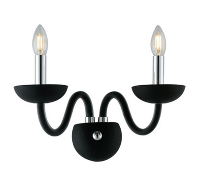 Luminosa Lighting Luminosa Alfiere Twin 2 Light Candle Wall Light Black 37X26X23Cm