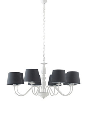 Luminosa Lighting Luminosa Favola 8 Light Chandeliers With Shades WhiteFabric 79.3X30Cm