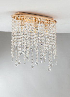 Luminosa Lighting Luminosa Breeze Ceiling Light GoldK9 Crystals 40X36Cm from B&Q