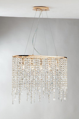 Luminosa Lighting Luminosa Breeze 5 Light Pendant Ceiling Light GoldK9 Crystals 66.5X23.5X46Cm from B&Q