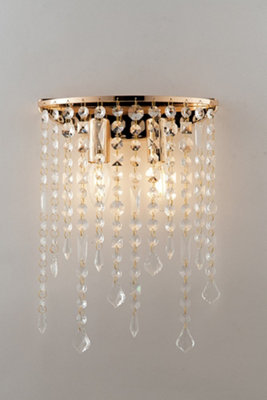 Luminosa Lighting Luminosa Breeze Wall Light GoldK9 Crystals 25X35Cm from B&Q