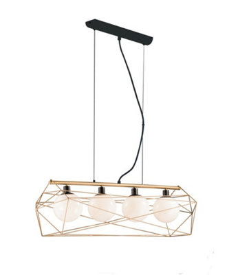 Luminosa Lighting Luminosa Abraxas Bar Globe Cage Ceiling PendantBlackGoldE27 from B&Q