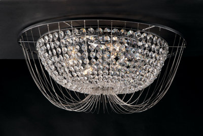 Luminosa Lighting Luminosa Vienna Crystal K9 Flush Ceiling LightChromeE14 from B&Q
