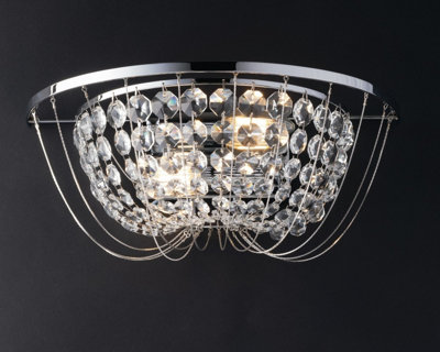 Luminosa Lighting Luminosa Vienna Crystal K9 Flush Wall LightChromeE14 from B&Q