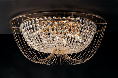 Luminosa Lighting Luminosa Vienna Crystal K9 Flush Ceiling LightGoldE14 from B&Q