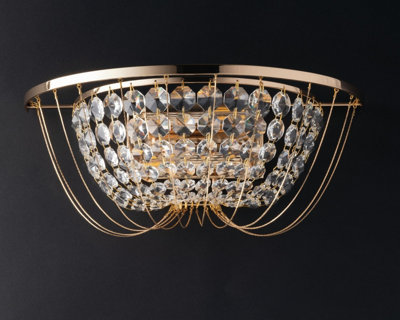 Luminosa Lighting Luminosa Vienna Crystal K9 Flush Wall LightGoldE14 from B&Q