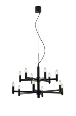 Luminosa Lighting Luminosa Karol 12 Candle 2 Tier Ceiling PendantSlate-GreyE14 from B&Q