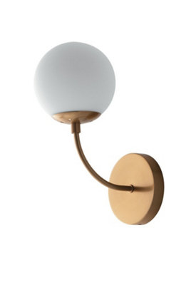Luminosa Lighting Luminosa Themys Globe Wall LampBrassOpalE14 from B&Q