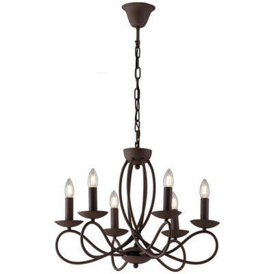 Luminosa Lighting Luminosa Ginevra 6 Light Chandeliers Corten 56X42Cm