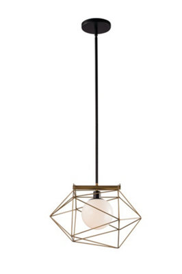 Luminosa Lighting Luminosa Abraxas Globe Cage Ceiling PendantBlackGoldE27 from B&Q