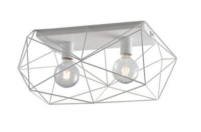 Luminosa Lighting Luminosa Abraxas Globe Cage Semi Flush Ceiling LightWhiteE27 from B&Q