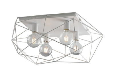 Luminosa Lighting Luminosa Abraxas Globe Cage Semi Flush Ceiling LightWhiteE27 from B&Q