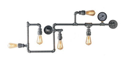 Luminosa Lighting Luminosa Amarcord Pipe Effect Mutli Arm Flush Ceiling LampZincE27 from B&Q