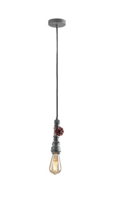 Luminosa Lighting Luminosa Amarcord Pipe Effect Galvanized Metal EffectZincE27 from B&Q