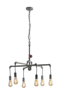 Luminosa Lighting Luminosa Amarcord Pipe Effect Mutli Arm Ceiling PendantZincE27 from B&Q