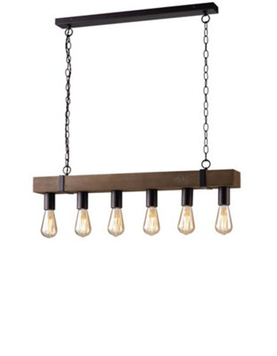 B&Q -  Luminosa Texas Bar Ceiling PendantMoroAntique WoodenE27